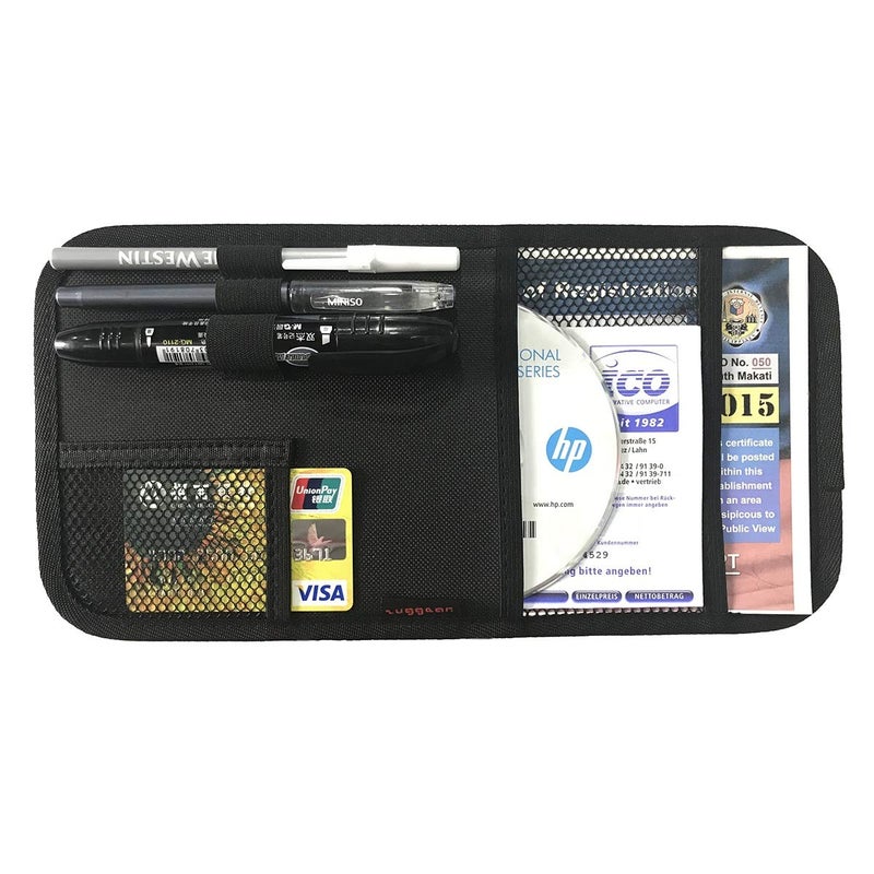 ZugGear Car Sun Visor Organizer, Auto Visor Holder Interior Accessories Pocket Organizer - Car Registration Holder Document Storage Pouch Pen Holder - Black - Image 5